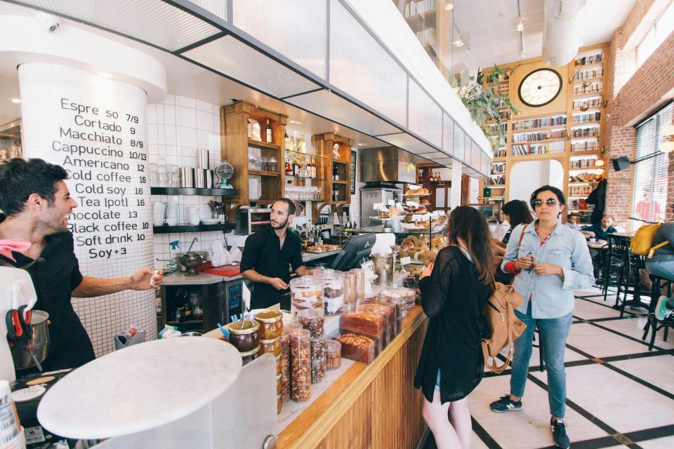 Bustling coffee shop with friendly service.